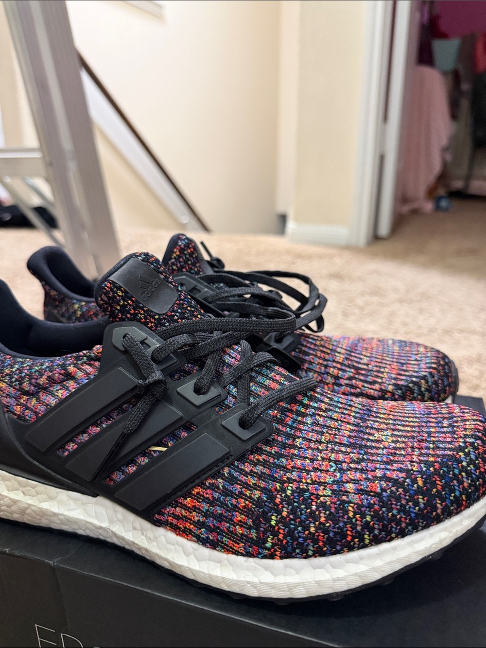 adidas Black Cage Multicolor Knit Trainers